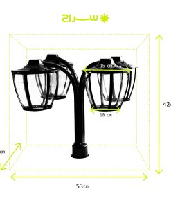 چراغ حیاطی و پارکی سرلوله چهارشاخه فلزی مدل P-4JC