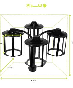 چراغ سرلوله حیاطی و پارکی چهارشاخه فلزی مدل P-4JB