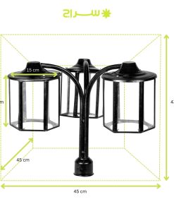 چراغ حیاطی و پارکی سرلوله سه شاخه فلزی مدل P-3JB