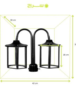 چراغ حیاطی و پارکی سرلوله دوشاخه فلزی مدل P-2SB