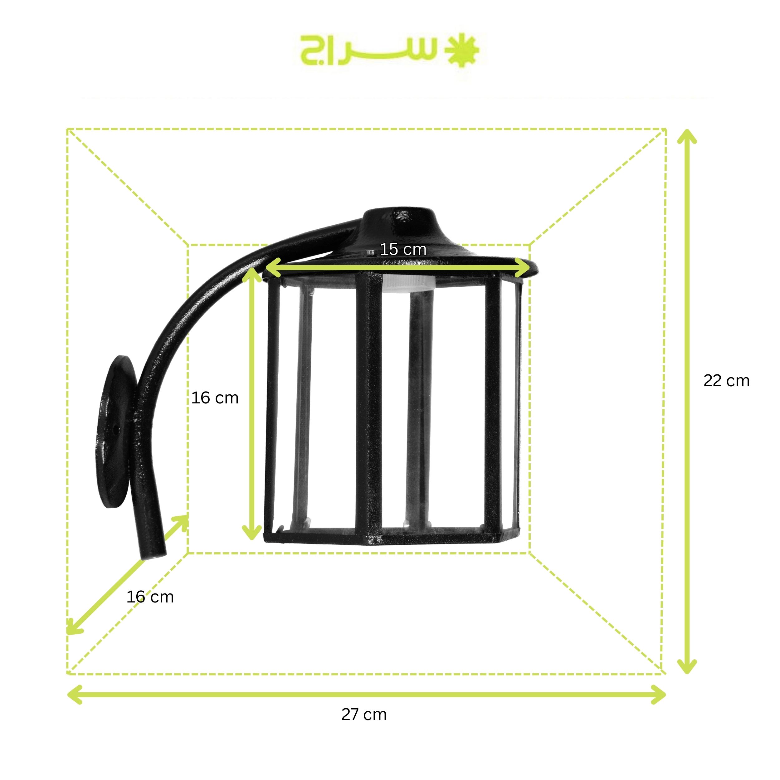 چراغ حیاطی و پارکی دیواری فلزی مدل W-1JB