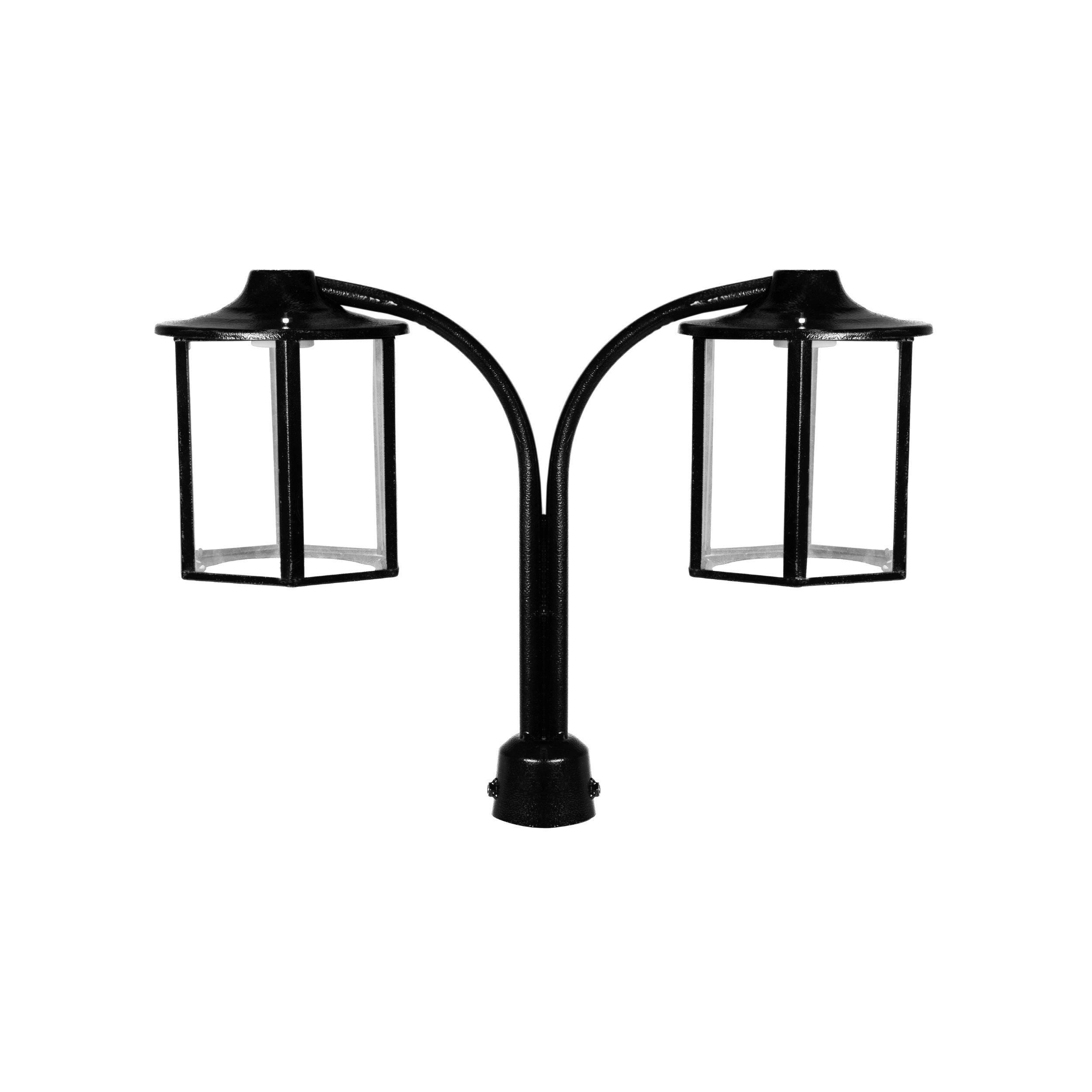 چراغ حیاطی و پارکی سرلوله دوشاخه فلزی مدل P-2JB