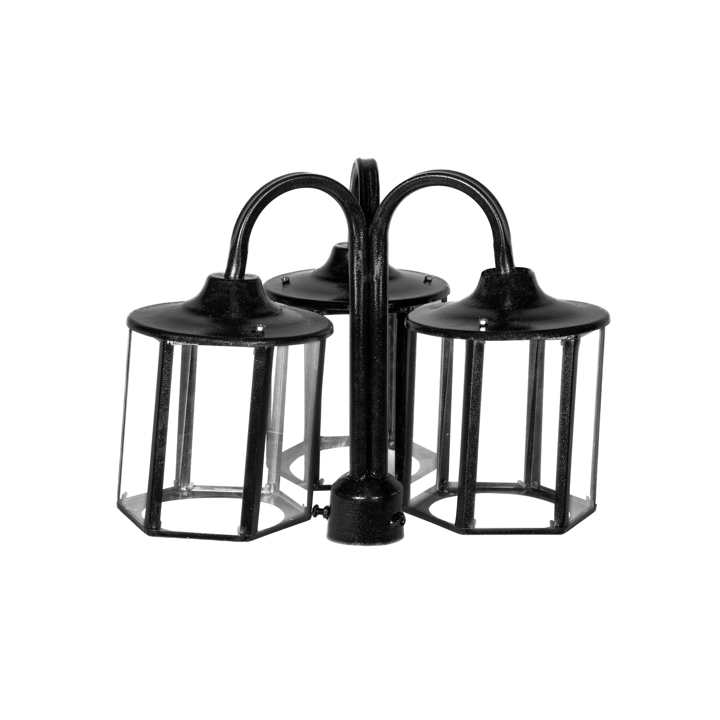 چراغ حیاطی و پارکی سرلوله سه شاخه فلزی مدل P-3SB